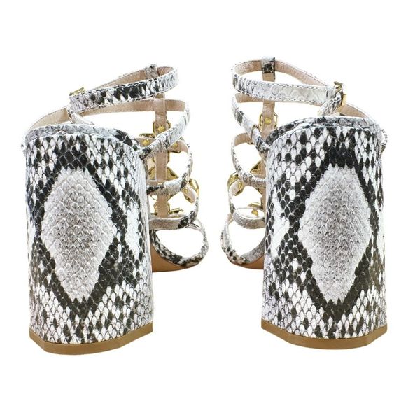 Louise et Cie Lo-Leeba Black & White Antique Snake Print Heeled Sandals - Picture 7 of 12